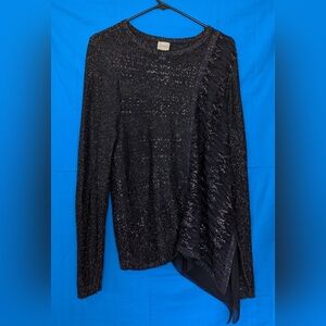Chico's Black Glitter Asymmetric Sweater Size 2 / Large/ 12